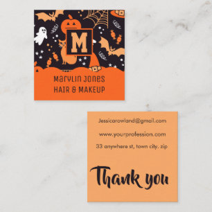 BATS CATS EN GHOSTHALLOEEN VIERKANTE VISITEKAARTJE