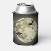 Bats fly Crow zit voor Halloween Full Moon Blikjeskoeler (Blikje Achterkant)