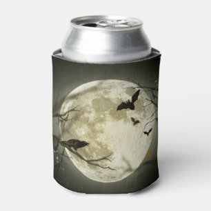 Bats fly Crow zit voor Halloween Full Moon Blikjeskoeler