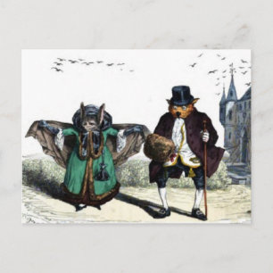 Bats gekleed als mensen briefkaart