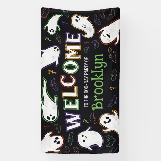 Bats & Ghosts Spooktacular Boo-Day Party Welkom Spandoek (Verticaal)