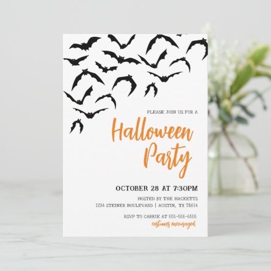 Bats Halloween Fête Invitation (Debout devant)