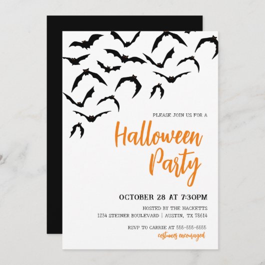 Bats Halloween Fête Invitation (Devant / Derrière)