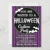 Bats pourpres Halloween Costume Fête Invitation (Devant)