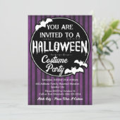 Bats pourpres Halloween Costume Fête Invitation (Debout devant)