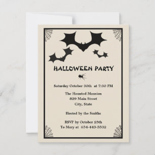 Bats & Spider Invitation Kaart Sjabloon