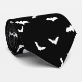 Bats volants imprimés noir et blanc cravate soie (Roulé)