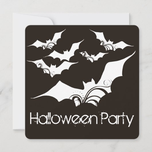 Bats volants Invitation de la fête d'Halloween 3 (Devant)