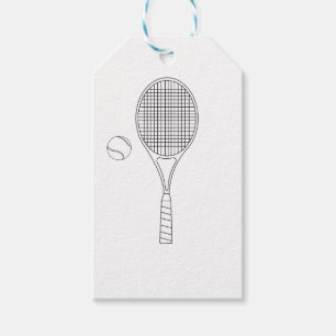 Batte de tennis et étiquette de cadeau de boule