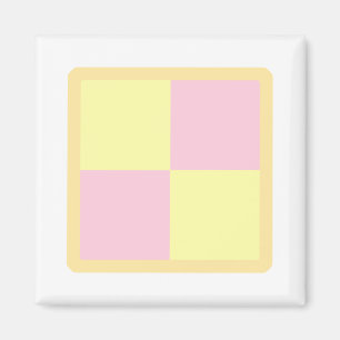 Battenburg Cake. Roze en geel. Magneet