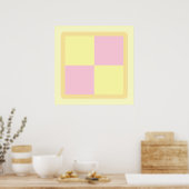 Battenburg Cake. Roze en geel. Poster (Keuken)
