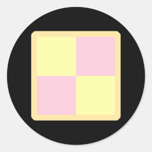 Battenburg Cake. Roze en geel. Ronde Sticker