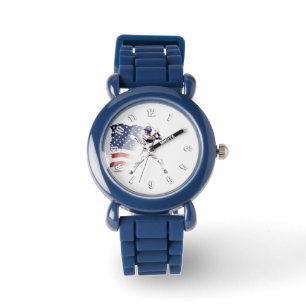Batter omhoog! - Baseball Player en USA Flag Watch Horloge