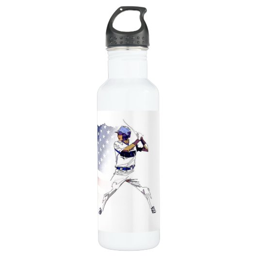 Batter omhoog! - Baseball Player en USA Flag Waterfles (Voorkant)