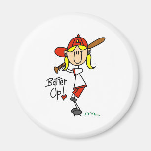 Batter omhoog! Softball Stick Figuur Magnet Magneet