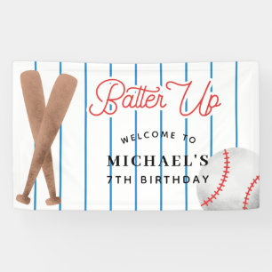 Batter op Red Blue Baseball Birthday party Spandoek