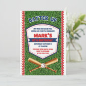 Batter up Baseball Birthday Uitnodiging (Staand voorkant)