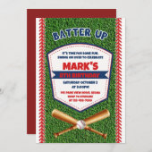 Batter up Baseball Birthday Uitnodiging (Voorkant / Achterkant)