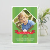 Batter Up Children's Party Invitation - Crimson Kaart (Staand voorkant)