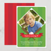 Batter Up Children's Party Invitation - Crimson Kaart (Voorkant / Achterkant)