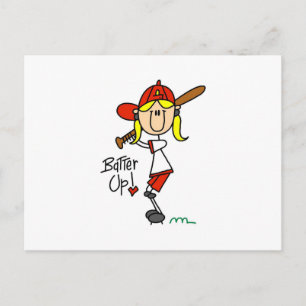 Batter Up Girls Baseball T-shirts en cadeautjes Briefkaart