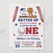  Batter Up Honkbal 1e verjaardag Uitnodiging (Voorkant)