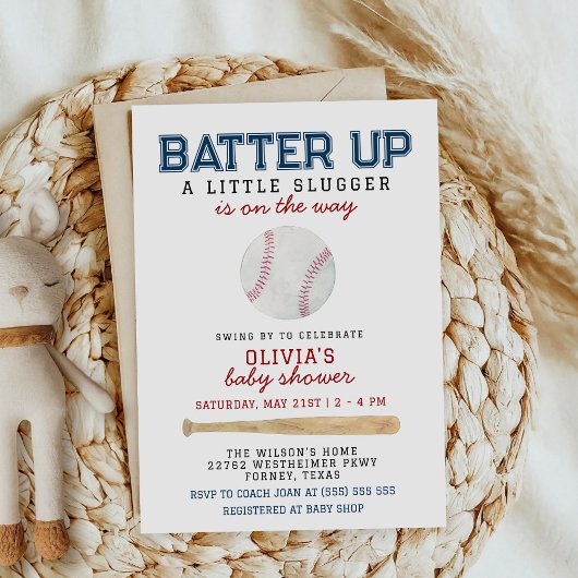 Batter Up Honkbal Baby shower Kaart