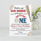 Batter Up Rookie Of The Year Honkbal Uitnodiging (Staand voorkant)