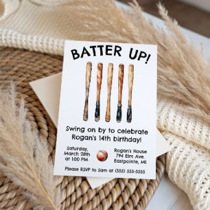 Batter Up! Sla erin! Verjaardagsfeestje honkbal Kaart