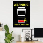 Batterie basse caféine, affiche de café, noir (Bureau à domicile)