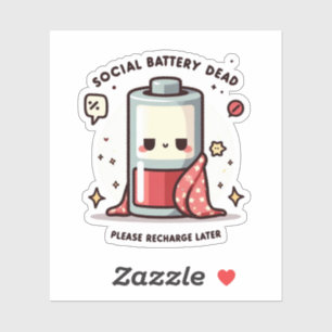 Batterie Sociale à Plat – Autocollant Vinyl Humori