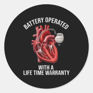 Batterij aangedreven met een levenslange garantie  ronde sticker