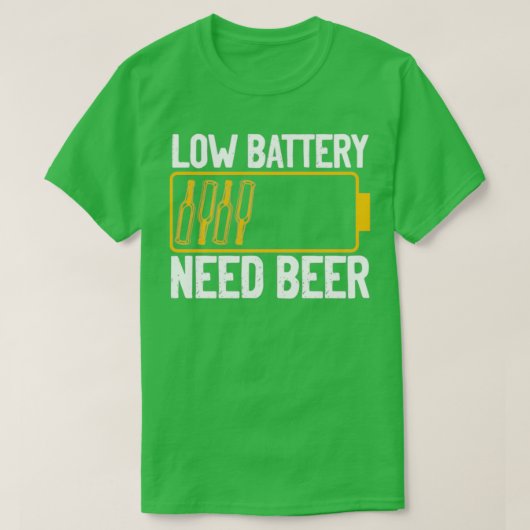Batterij bijna leeg, heb bier nodig t-shirt (Design voorkant)