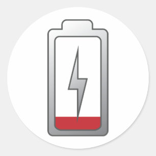 Batterij bijna leeg! ronde sticker