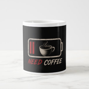 Batterij leeg, koffie nodig – extra grote beker