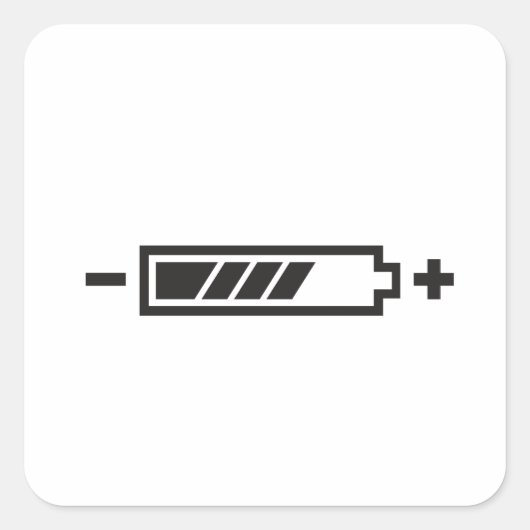 BATTERIJ MET HALVE LADING VIERKANTE STICKER (Voorkant)