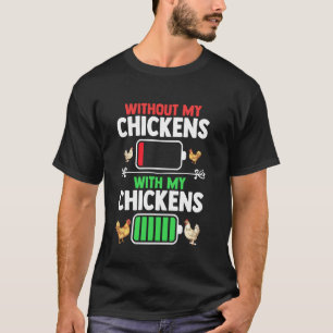Batterij niveau kippenboer boerderij dieren kuiken t-shirt