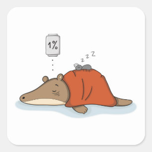 Batterij op 1% Miereneter SlaapTijd Illustratie Vierkante Sticker
