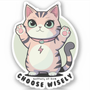 Batterij op 50 Kies Wijselijk – Introvert Humor  Sticker