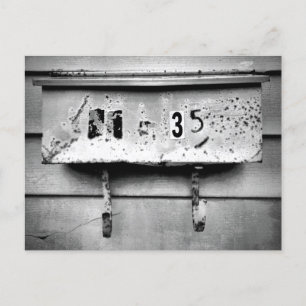 Batterij Oud postvak Zwart wit teken Briefkaart