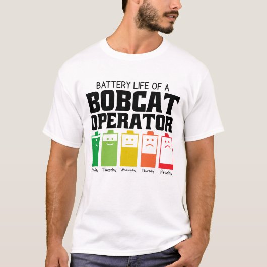 Batterijduur van een Bobcat-exploitant T-shirt (Voorkant)