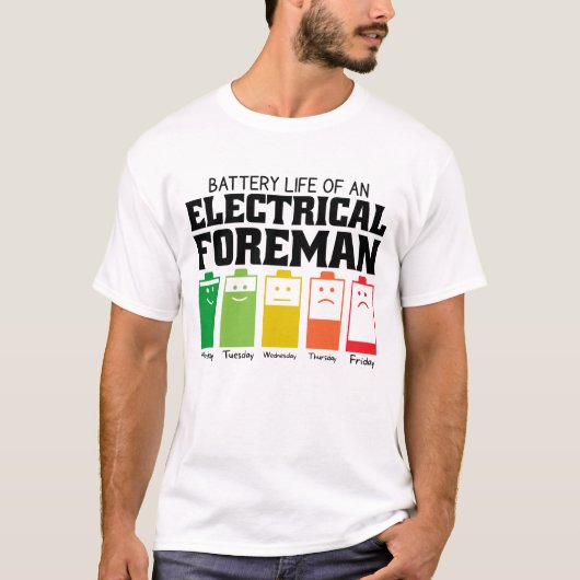 Batterijduur van een elektrische voorman t-shirt (Voorkant)