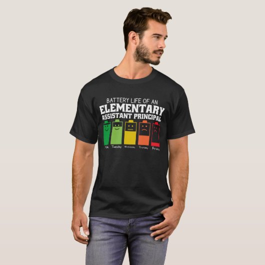 Batterijduur van een elementair assistent-directeu t-shirt (Voorkant volledig)