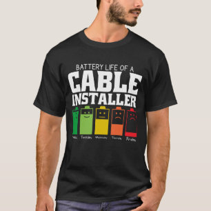 Batterijduur van een kabelinstallateur t-shirt