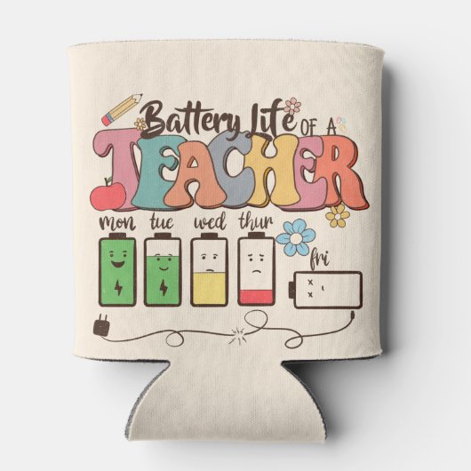 Batterijduur van een leraar – Relatable Educator Blikjeskoeler (Achterkant)
