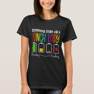 Batterijduur van een lunchdame maandag vrijdag nie t-shirt