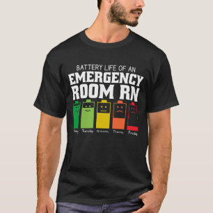 Batterijduur van een noodsituatieruimte lopen t-shirt