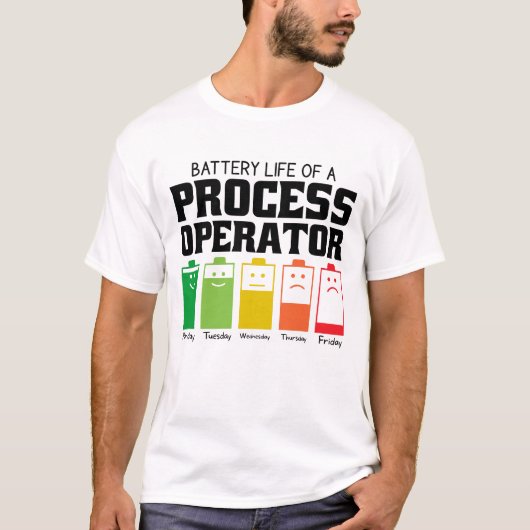 Batterijduur van een procesexploitant t-shirt (Voorkant)
