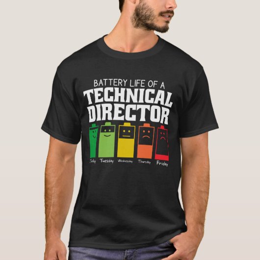 Batterijduur van een technisch directeur t-shirt (Voorkant)