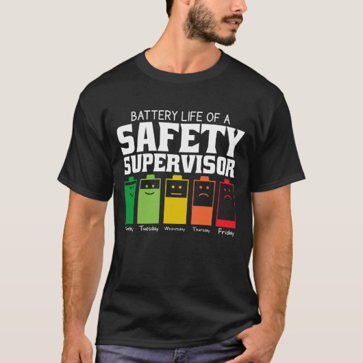 Batterijduur van een veiligheidstoezichthouder t-shirt (Voorkant)